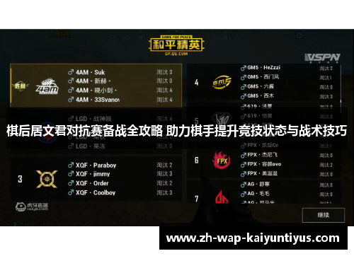 棋后居文君对抗赛备战全攻略 助力棋手提升竞技状态与战术技巧